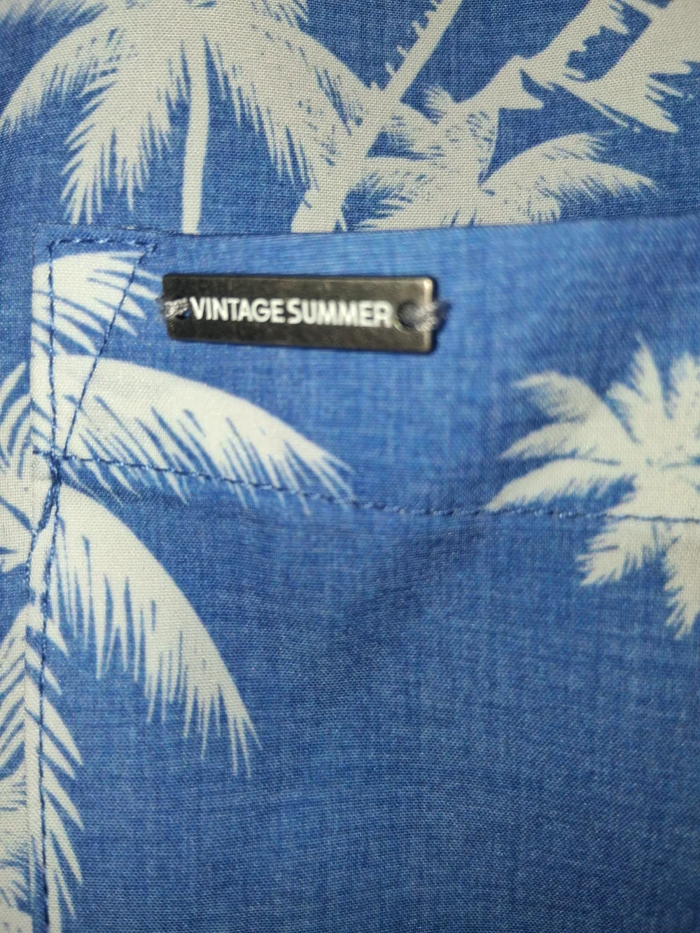 PBlue Palm Print Short-Sleeve Shirt by Vintage Summer